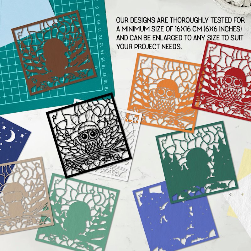 Christmas Shadow Box Owl: 3D Stained Glass Gift Card - Image 07