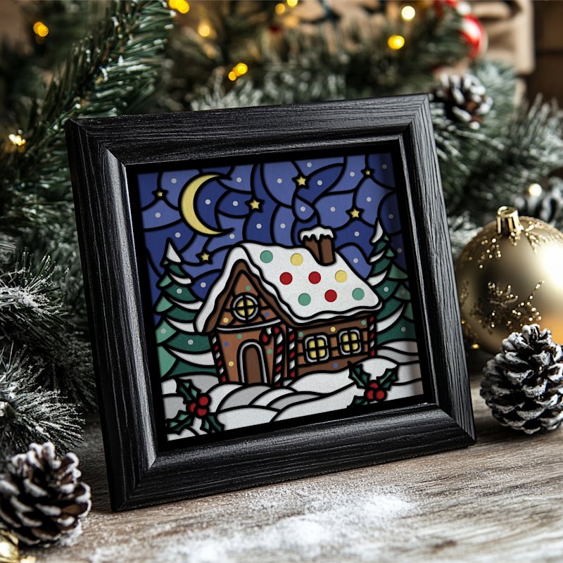 Christmas Shadow Box Gingerbread House - Image 09