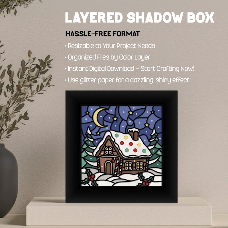 Christmas Shadow Box Gingerbread House - Image 04