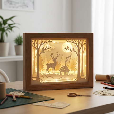 Light Up Paper Cut Shadow Box Safely with LED Lights