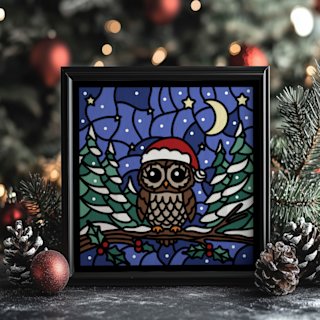 Christmas Shadow Box Owl: 3D Stained Glass Gift Card - Image 05