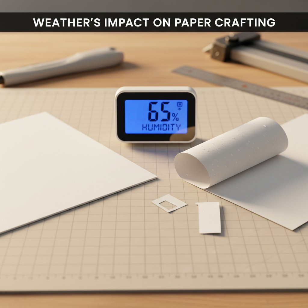 High humidity effects on cardstock showing curled edges and moisture impact on paper