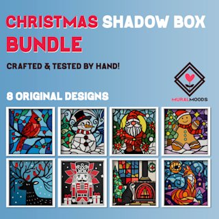 Christmas Shadow Box Gift Cards Set, 3d New Year Layered Papercut Designs Holiday Decor