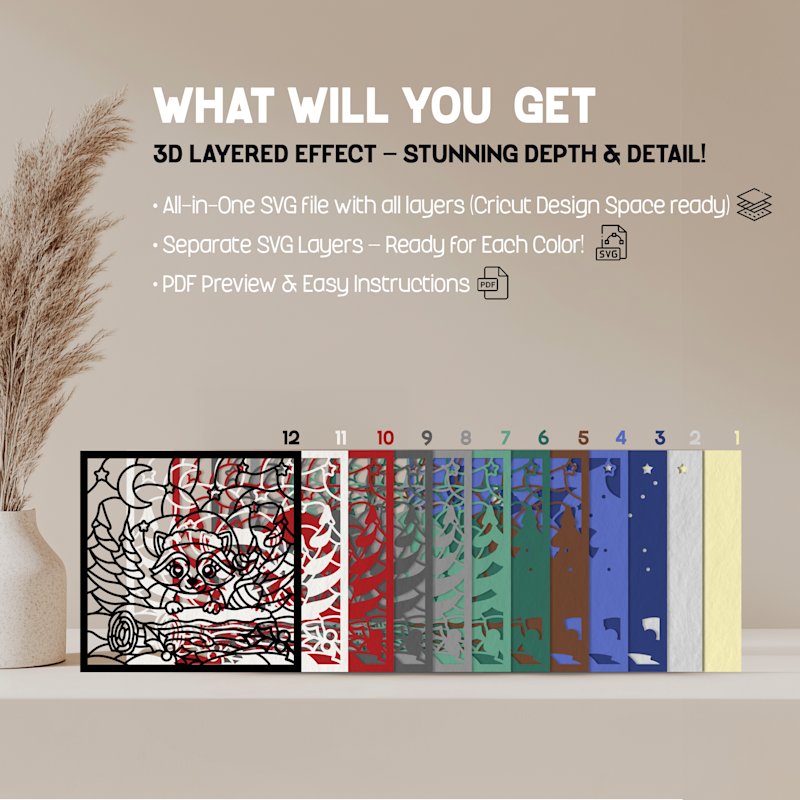 Christmas Shadow Box Raccoon - Image 02