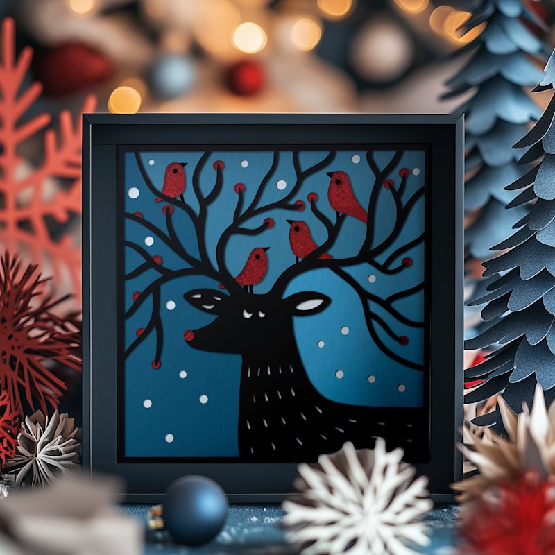 Shadowbox Christmas Deer - Image 05