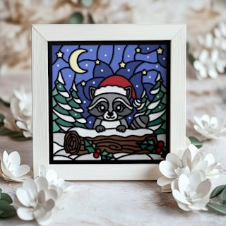Christmas Shadow Box Raccoon - Image 06