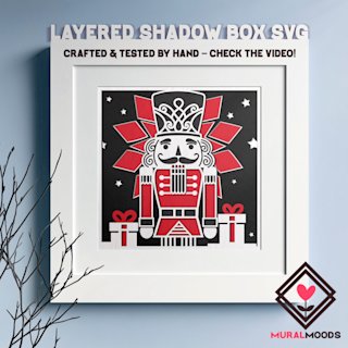 Christmas Shadow Box Nutcracker – New Year Simple Layered Papercut, 3D Cricut Holiday Decor