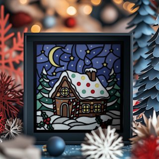 Christmas Shadow Box Gingerbread House - Image 06