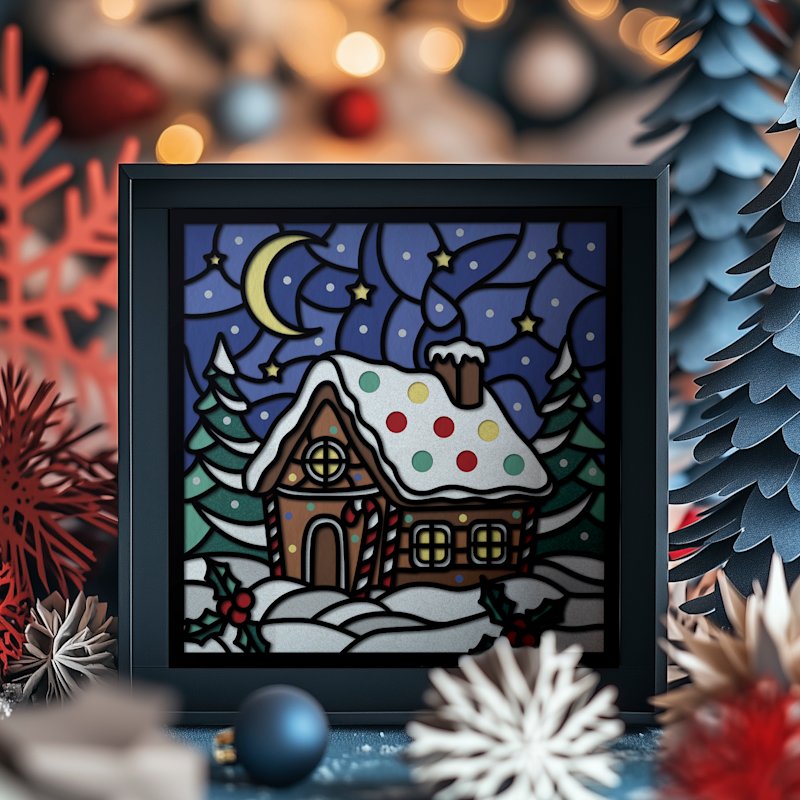 Christmas Shadow Box Gingerbread House - Image 06