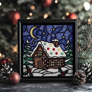 Christmas Shadow Box Gingerbread House - Image 05