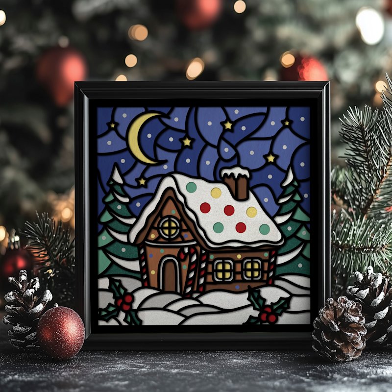 Christmas Shadow Box Gingerbread House - Image 05