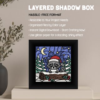 Christmas Shadow Box Raccoon - Image 04