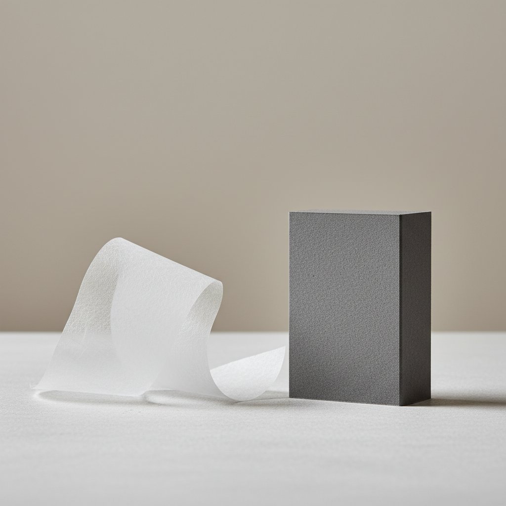 Flimsy thin paper drooping beside sturdy heavy cardstock holding its shape, comparing paper weights