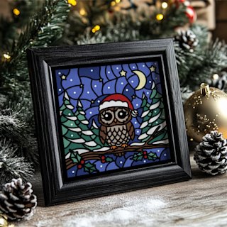 Christmas Shadow Box Owl: 3D Stained Glass Gift Card - Image 09