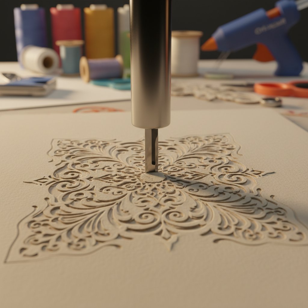 Fine Point blade cutting intricate cardstock design