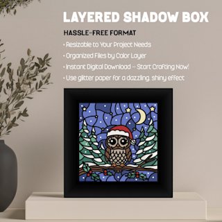 Christmas Shadow Box Owl: 3D Stained Glass Gift Card - Image 04