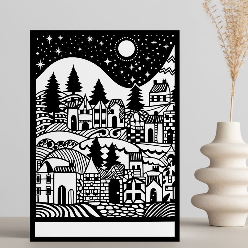 Free Christmas Papercut Template - Christmas Village - Image 03