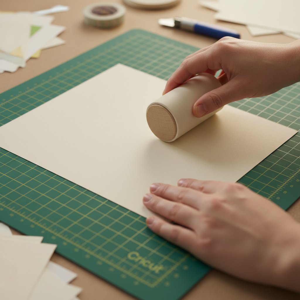 StandardGrip mat with brayer tool demonstrating proper burnishing