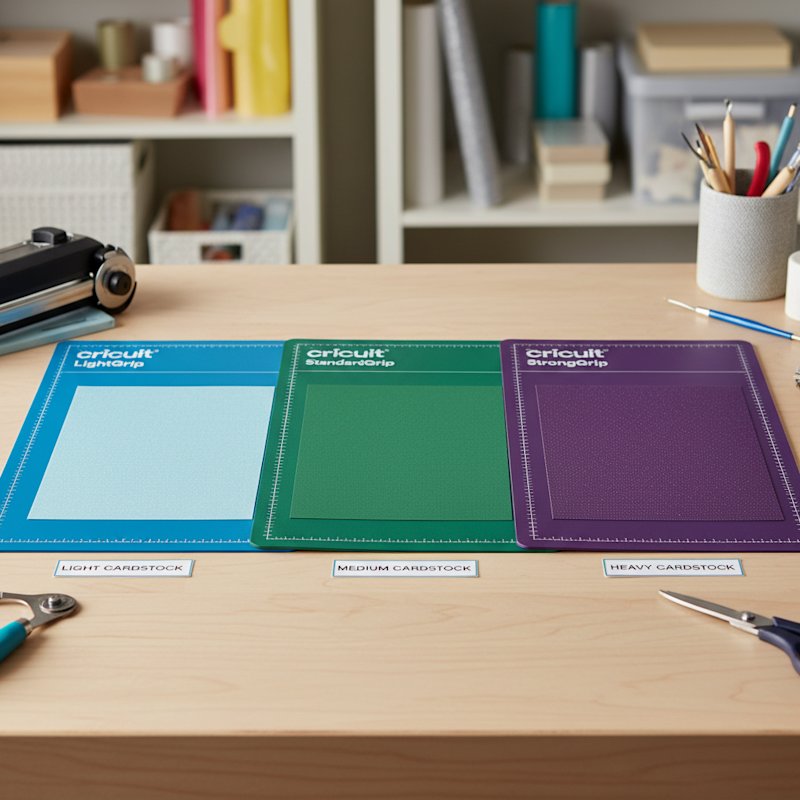 Comparison of Cricut mat grip levels for cardstock
