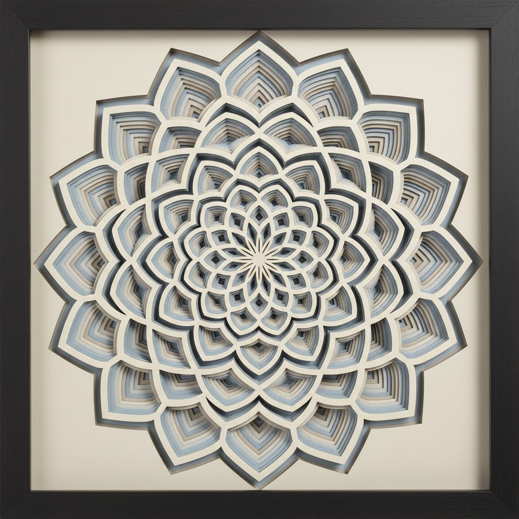 Intricate geometric mandala paper art as wall decor